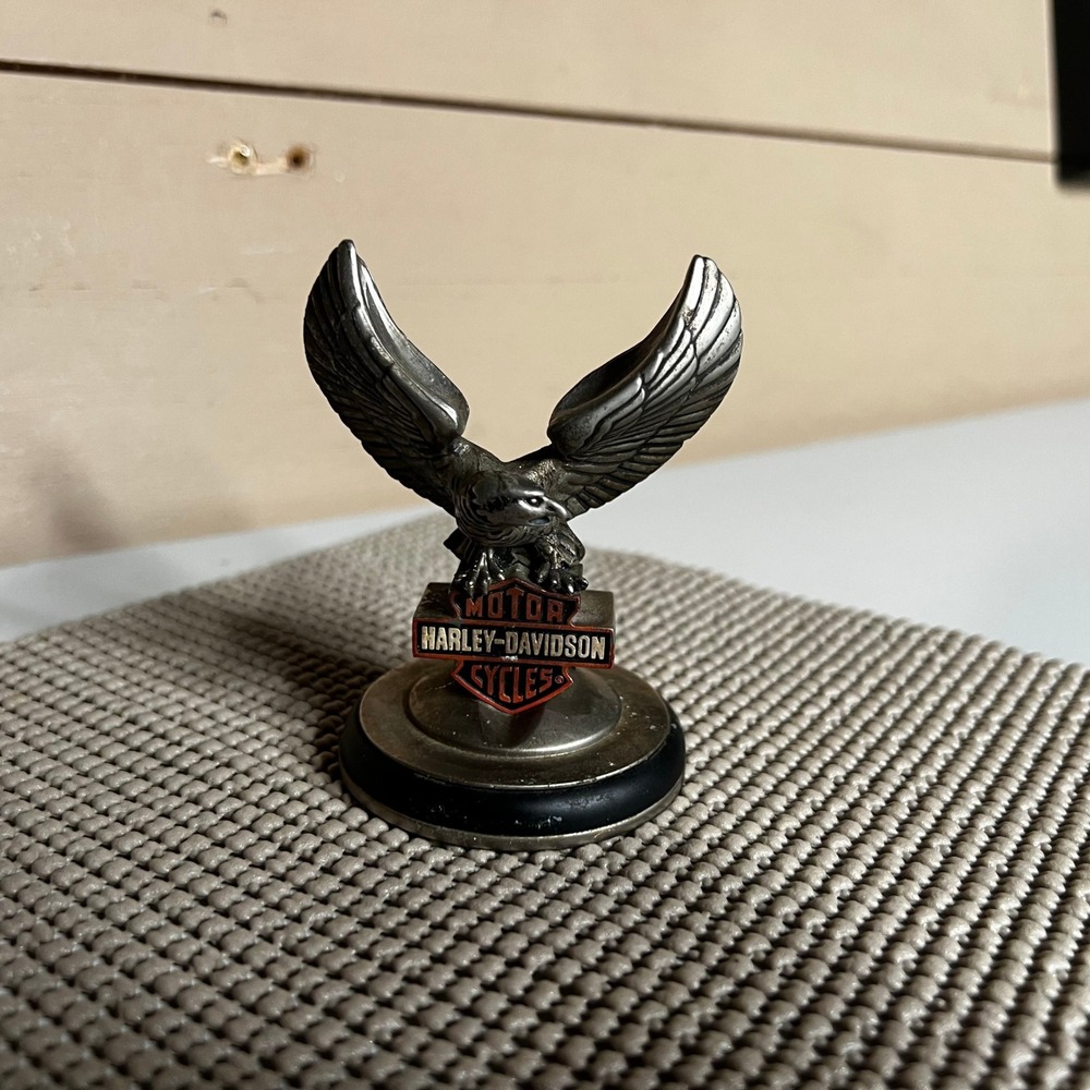 Franklin Mint Harley Davidson Eagle Pocket Watch Stand Display Pewter Tone Metal